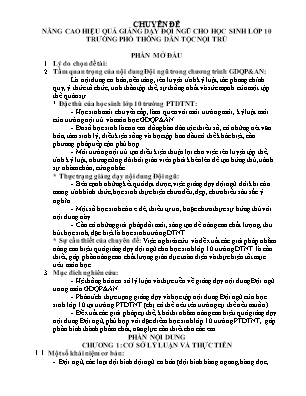 Chuyên đề Nâng cao hiệu quả giảng dạy đội ngũ cho học sinh lớp 10 trường phổ thông dân tộc nội trú