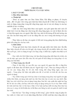 Chuyên đề Thời trang và cuộc sống