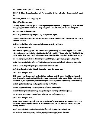 Đề cương ôn tập cuối học kì I Địa lí 10