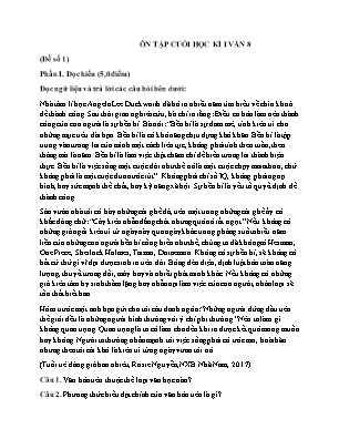 Đề cương ôn tập cuối học kì I Ngữ văn 8