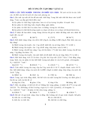 Đề cương ôn tập cuối học kì I Vật lí 12