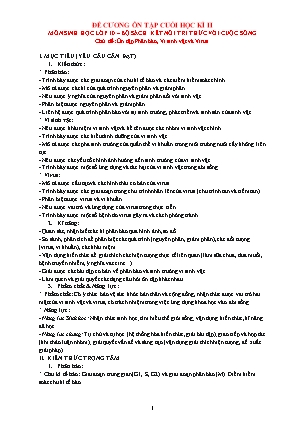 Đề cương ôn tập cuối học kì II Sinh học 10 - Chủ đề: Ôn tập Phân bào, vi sinh vật và Virus