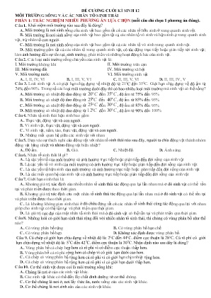 Đề cương ôn tập cuối học kì Sinh học 12