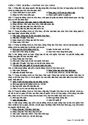 Đề cương ôn tập GDCD 10 - Bài 19: Đặc điểm cấu trúc và nguyên tắc hoạt động của hệ thống chính trị Việt Nam