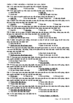 Đề cương ôn tập GDCD 10 - Bài 21: Quốc hội Chủ tịch nước Cộng hòa xã hội chủ nghĩa Việt Nam