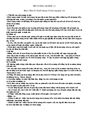 Đề cương ôn tập giữa học kì I Lịch sử 11