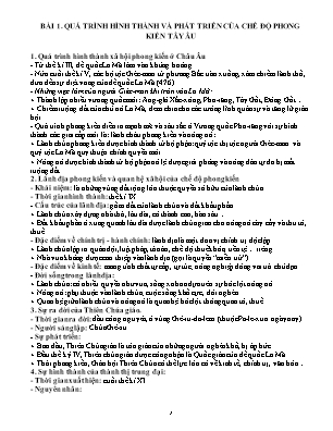 Đề cương ôn tập giữa học kì I Lịch sử 7