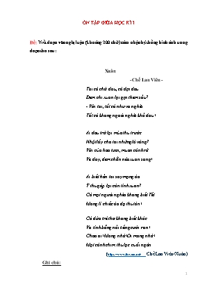 Đề cương ôn tập giữa học kì I Ngữ văn 10