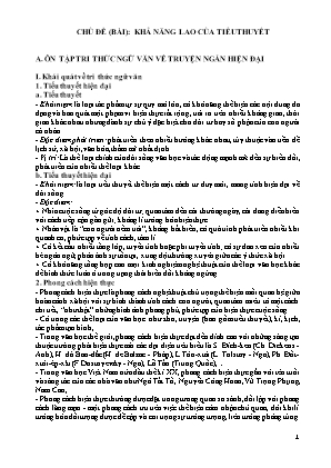 Đề cương ôn tập giữa học kì I Ngữ văn 12 - Chủ đề: Khả năng lao của tiểu thuyết