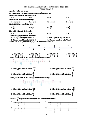 Đề cương ôn tập giữa học kì I Toán 7 - Năm học 2023-2024
