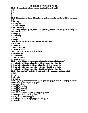 Đề cương ôn tập giữa học kì II Công nghệ 6