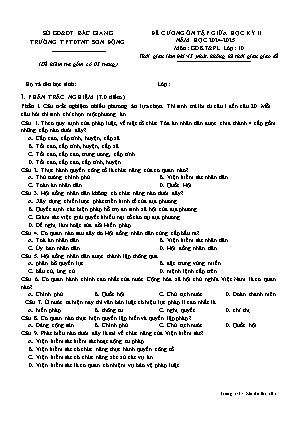 Đề cương ôn tập giữa học kì II GDCD 10 - Năm học 2024-2025 - Trường Phổ thông Dân tộc nội trú Sơn Động