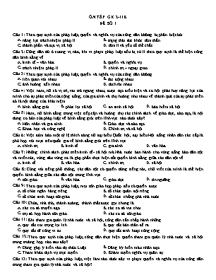 Đề cương ôn tập giữa học kì II GDCD 11 - Đề số 1