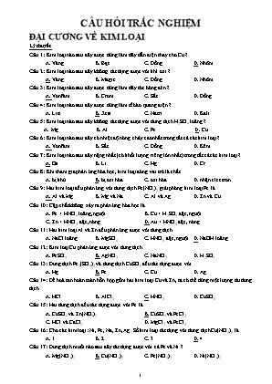 Đề cương ôn tập giữa học kì II Hóa học 12