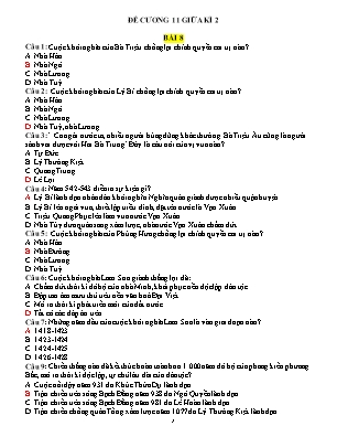 Đề cương ôn tập giữa học kì II Lịch sử 11