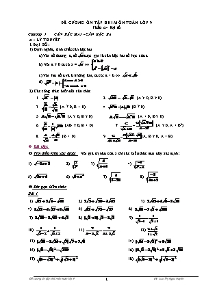Đề cương ôn tập học kì I Toán 9 - Lưu Thị Ngọc Huyền