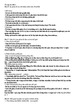 Đề cương ôn tập học kì II Địa lí 6 - Bài 25: Sự phân bố các đời thiên nhiên trên Trái đất