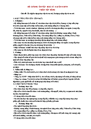 Đề cương ôn tập học kì II Khoa học tự nhiên 6 - Chủ đề: Ôn tập Đa dạng thực vật và cai trò. Đa dạng động vật và vai trò