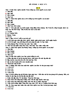 Đề cương ôn tập học kì II Lịch sử 11 - Bài 8-12