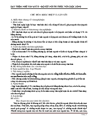 Đề cương ôn tập học kì II Ngữ văn 6 - Chủ đề 8: Khác biệt và gần gũi