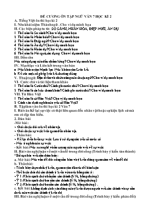 Đề cương ôn tập học kì II Ngữ văn 7
