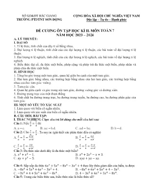 Đề cương ôn tập học kì II Toán 7 - Năm học 2023-2024 - Trường PTDTNT Sơn Động