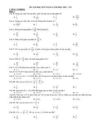 Đề cương ôn tập học kì II Toán Lớp 6 - Năm học 2022-2023