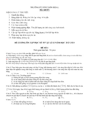 Đề cương ôn tập học kì II Vật lí 12 - Năm học 2023-2024