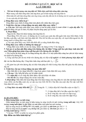 Đề cương ôn tập học kì II Vật lí 9