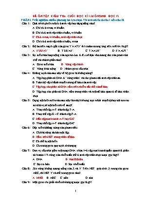 Đề cương ôn tập kiểm tra cuối học kì I Sinh học 12