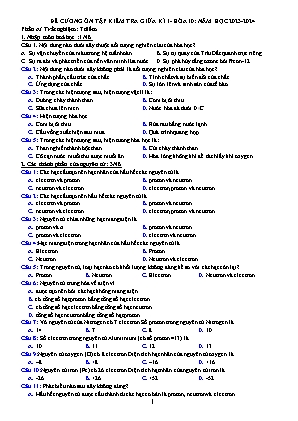 Đề cương ôn tập kiểm tra giữa học kì I Hóa học 10 - Năm học 2023-2024