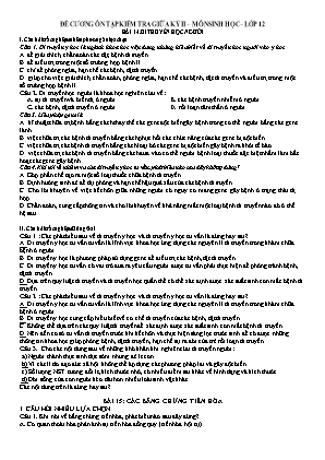 Đề cương ôn tập kiểm tra giữa học kì II Sinh học 12