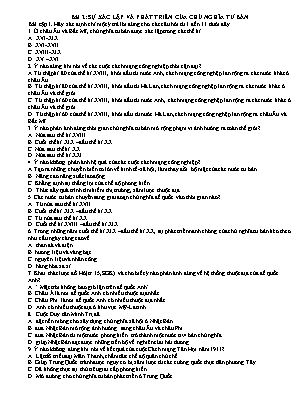 Đề cương ôn tập Lịch sử 11 - Bài 2: Sự xác lập và phát triển của chủ nghĩa tư bản