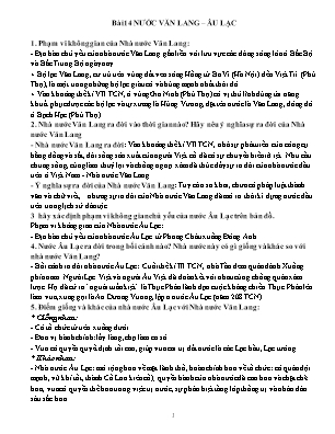 Đề cương ôn tập Lịch sử 6 - Bài 14+16: Nước Văn Lang-Âu Lạc. Các cuộc khởi nghĩa tiêu biểu