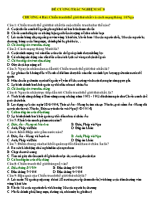 Đề cương ôn tập Lịch sử 8 - Chương 4-6