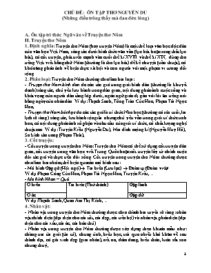 Đề cương ôn tập Ngữ văn 11 - Chủ đề: Ôn tập thơ Nguyễn Du