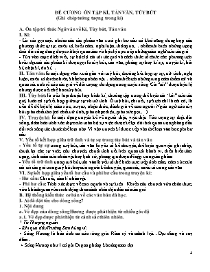 Đề cương ôn tập Ngữ văn 8 - Chủ đề: Ôn tập kí, tản văn, tùy bút