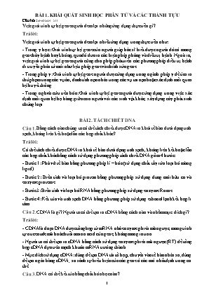 Đề cương ôn tập Sinh học 12