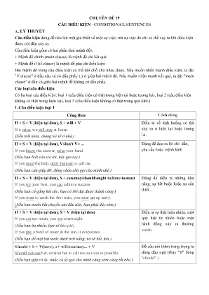 Đề cương ôn tập Tiếng Anh 10 - Chuyên đề 19: Câu điều kiện-Conditional sentences