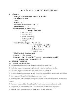 Đề cương ôn tập Tiếng Anh 10 - Chuyên đề 9: Making suggestions