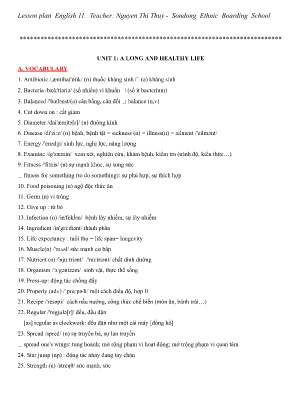 Đề cương ôn tập Tiếng Anh 11 - Unit 1: A Long And healthy life - Nguyễn Thị Thùy
