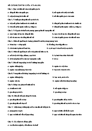 Đề cương ôn thi giữa học kì II Địa lí 10