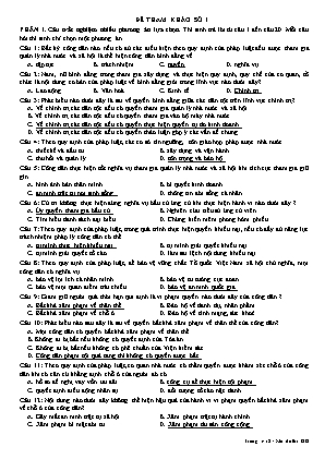 Đề kiểm tra cuối học kì II GDKT&PL 11 - Đề số 1 (Có đáp án)