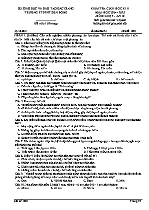 Đề kiểm tra cuối học kì II GDQP&AN 10 - Mã đề 1001 - Năm học 2024-2025 - Trường PTDTNT Sơn Động (Có đáp án + Ma trận)