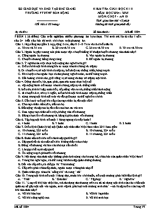 Đề kiểm tra cuối học kì II GDQP&AN 10 - Mã đề 1004 - Năm học 2024-2025 - Trường PTDTNT Sơn Động (Có đáp án + Ma trận)