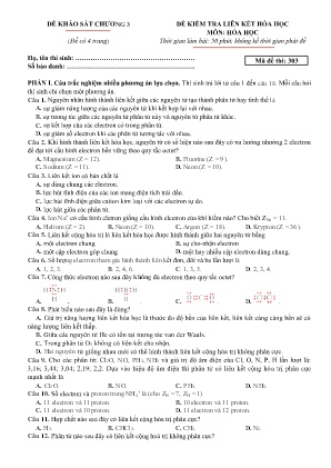 Đề kiểm tra Hóa học 10 - Mã đề 303