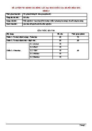 Đề luyện thi đánh giá năng lực soạn theo cấu trúc của Đại học Quốc gia Hà Nội năm 2022 - Đề số 5