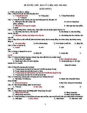 Đề ôn tập cuối học kì II Khoa học tự nhiên 6 - Năm học 2024-2025
