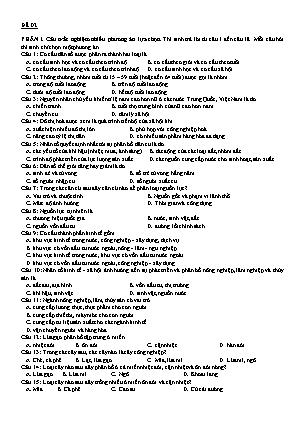 Đề ôn tập Địa lí 10 - Đề số 2