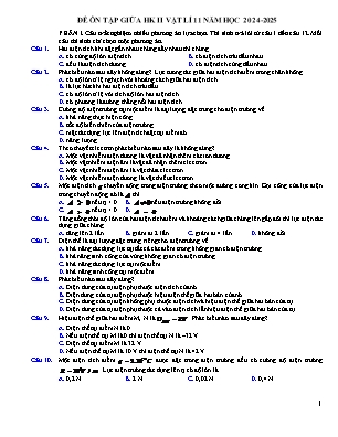 Đề ôn tập giữa học kì II Vật lí 11 - Năm học 2024-2025